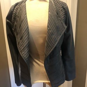 Gray short faux leather jacket
